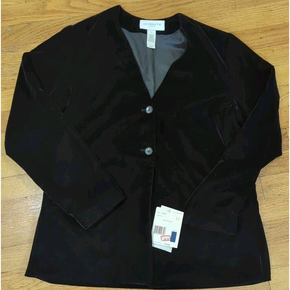 New Liz Claiborne Lizsport Women's Single Breasted Lined Black Sz. M NWT